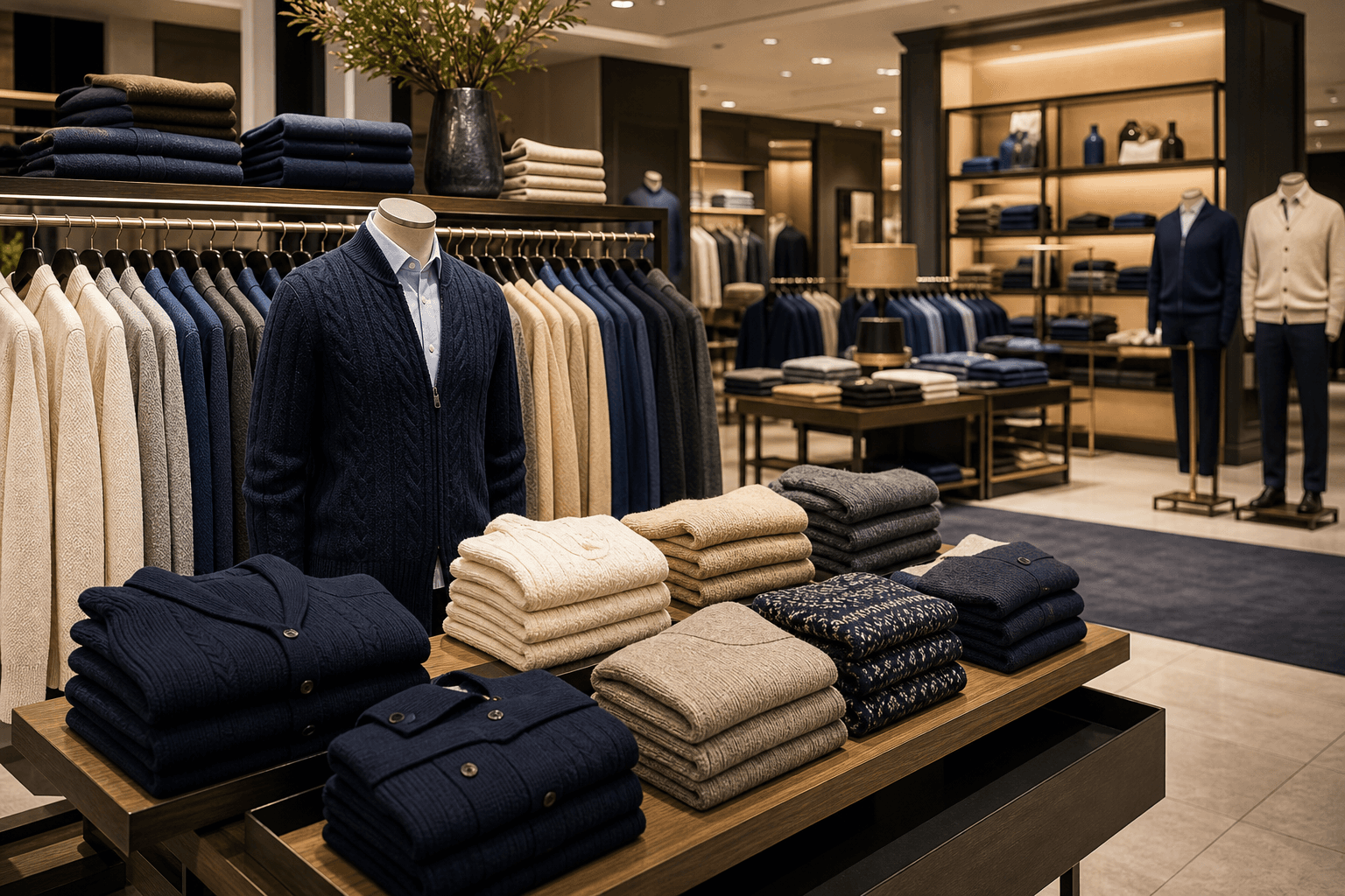 Department store knitwear retail floor for B2B category page.