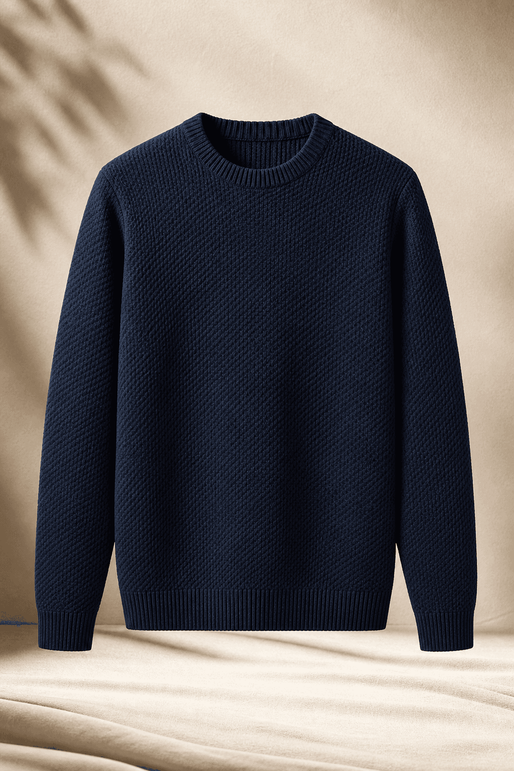Textured men's sweater direction for North America buyers.