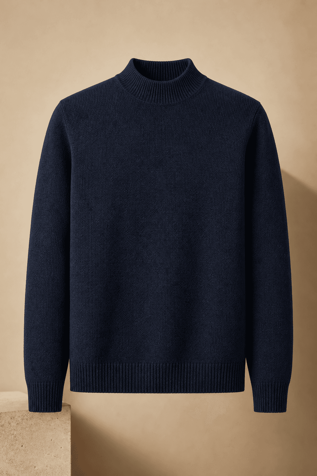 Men's Minimal Mock Neck Knit Sweater main product image for B2B knitwear sourcing.