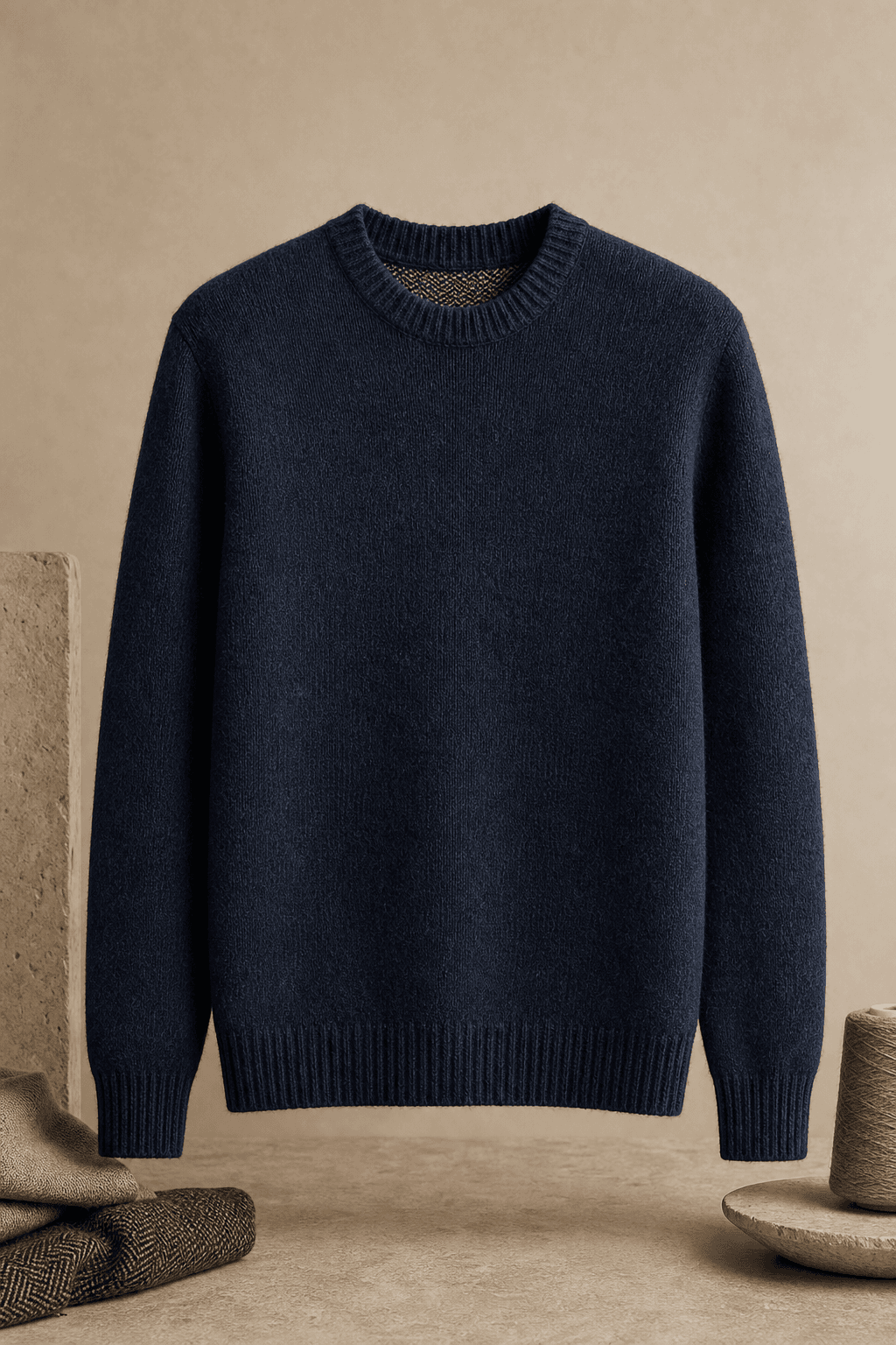 Men's Wool Blend Crew Neck Sweater main product image for B2B knitwear sourcing.