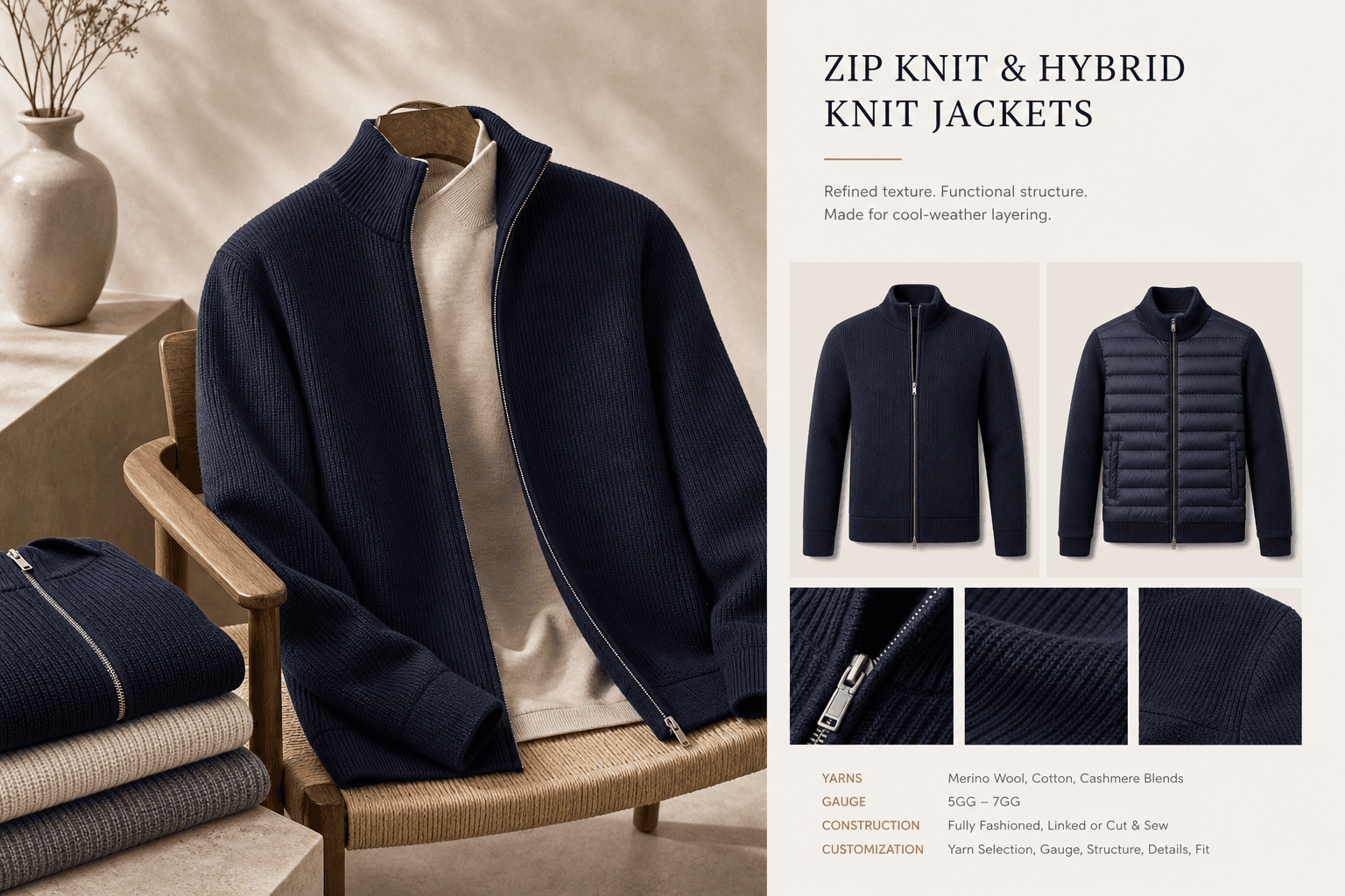 Men's knit jacket product category visual.